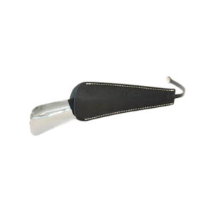CALZASCARPE IN ACCIAIO CON CUSTODIA IN PELLE cm 15
